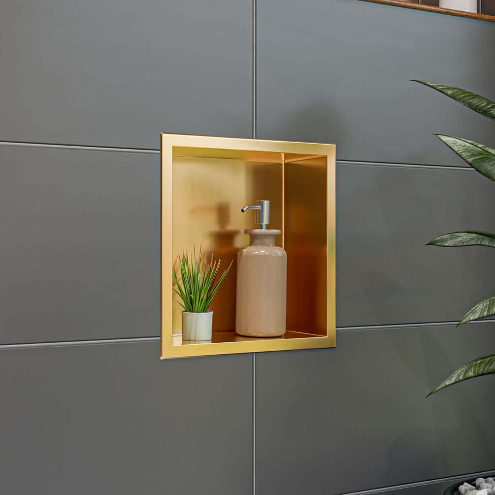 Alfi brand PVD Stainless Steel 12" x 12" Niche in Brushed Gold