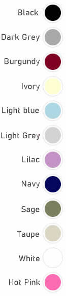 Embroidery Colors. Remember, colrs may vary - computer and other device screens may show colors differently.