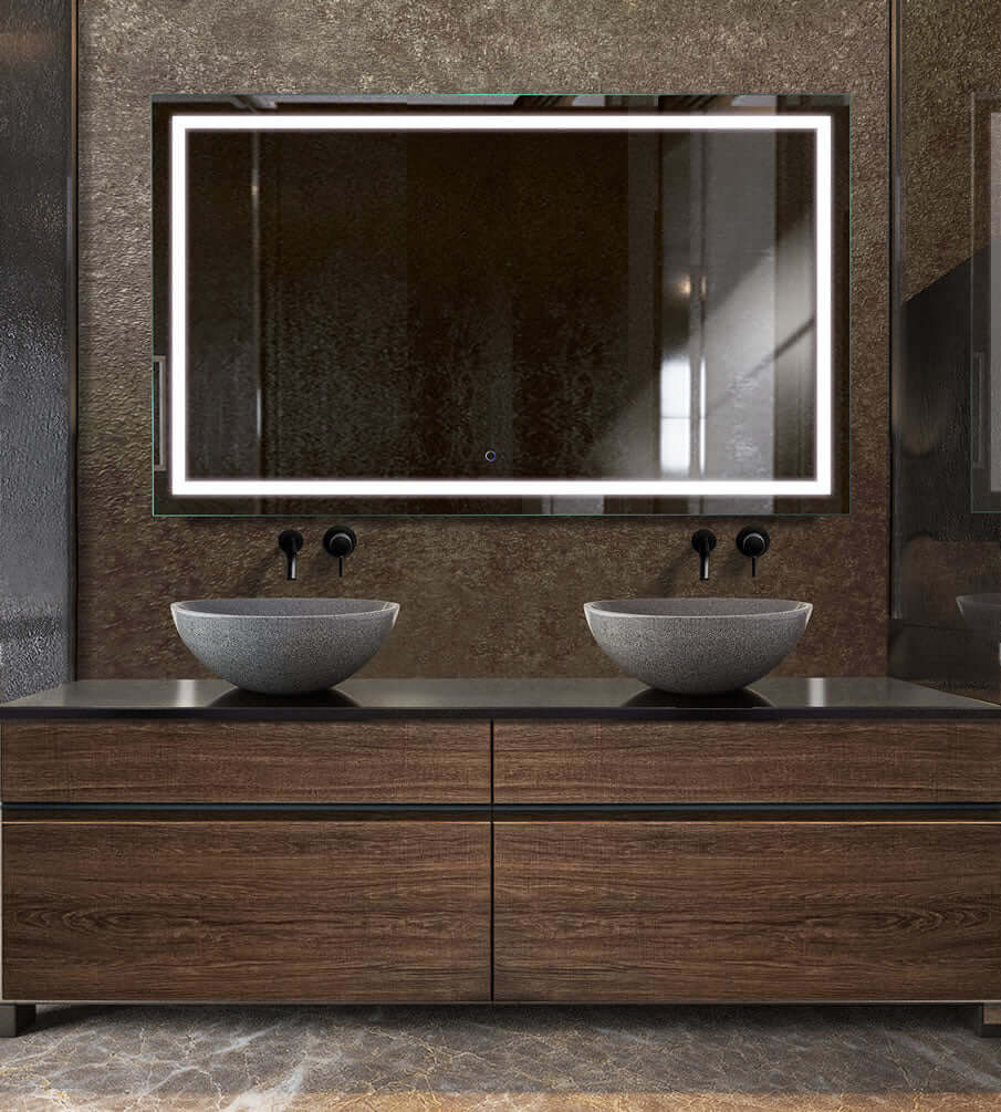 Icon 60" x 36" - Mount horizontially or vertically.  CRI 90+, and 6,000k (daylight) LED lightinhg - best for makeup application.
