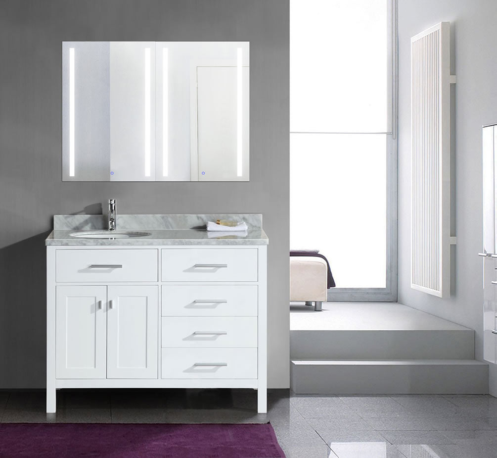 Krugg Reflections Kinetic 40" x 30" Double Door Center-Open Medicine Cabinet