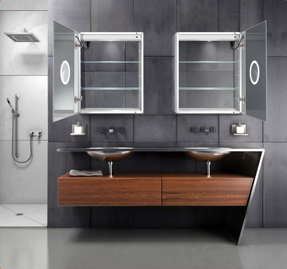 Krugg Reflections Svange LED Medicine Cabinets with Defogger & Dimmer - 24" Wide, 3 Heights