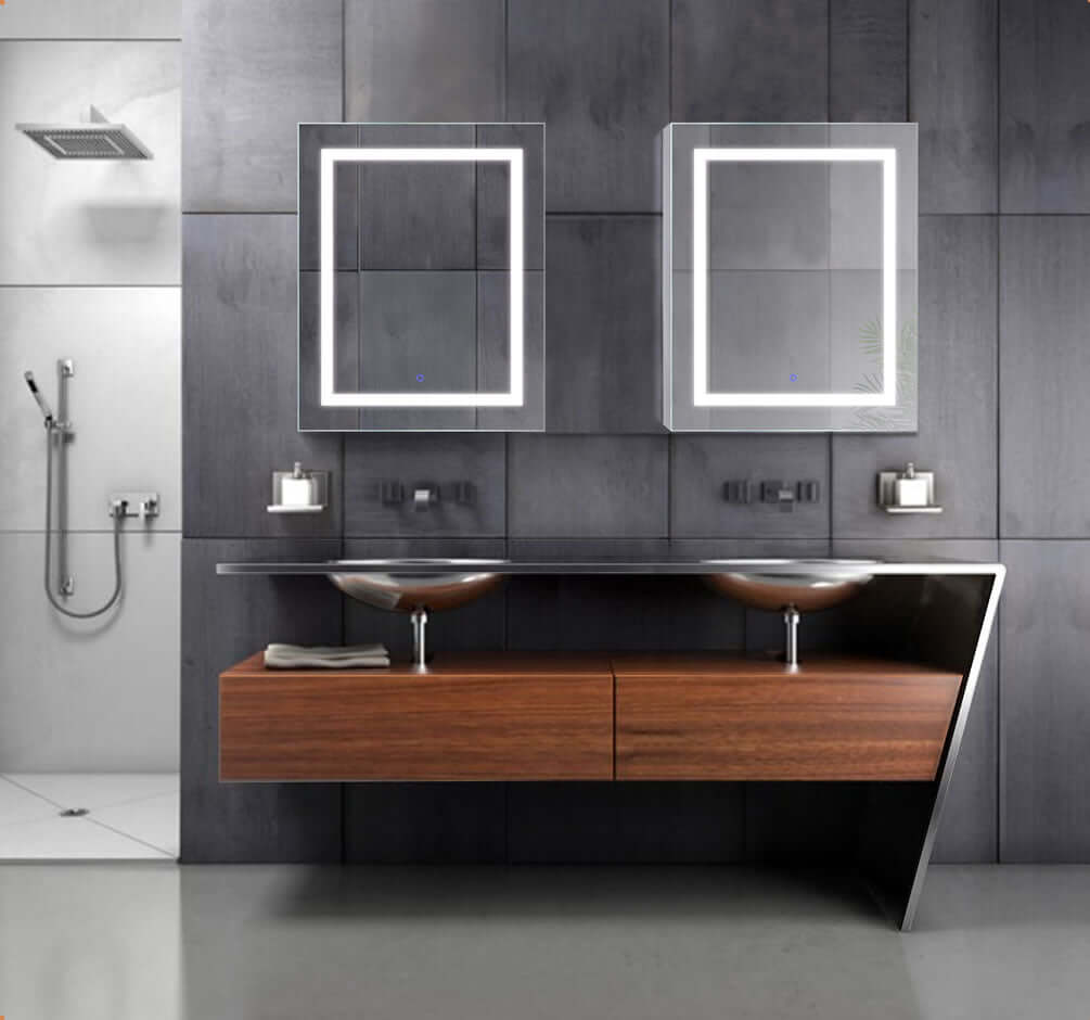 Krugg Reflections Svange LED Medicine Cabinets with Defogger & Dimmer - 24" Wide, 3 Heights