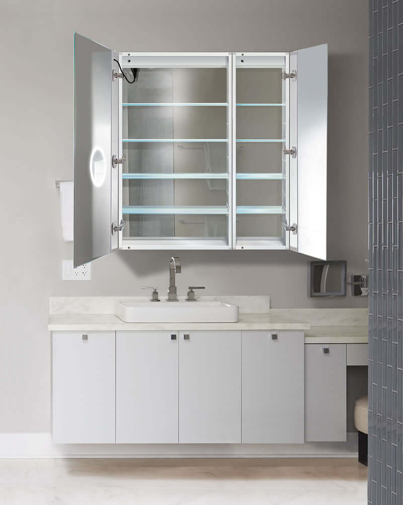 Krugg Reflections Svange 36" & 42" Wide LED Medicine Cabinets with Defogger & Dimmer