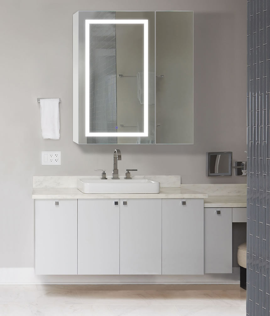 Krugg Reflections Svange 36" & 42" Wide LED Medicine Cabinets with Defogger & Dimmer