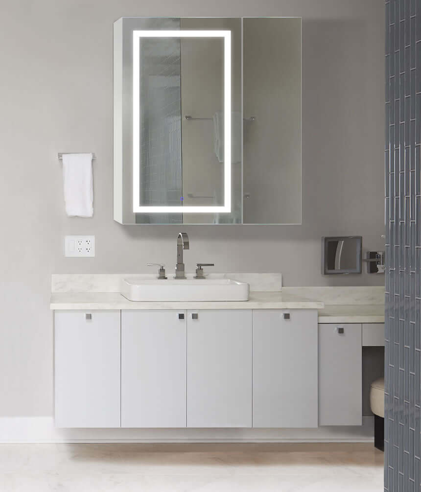 Krugg Reflections Svange 36" & 42" Wide LED Medicine Cabinets with Defogger & Dimmer