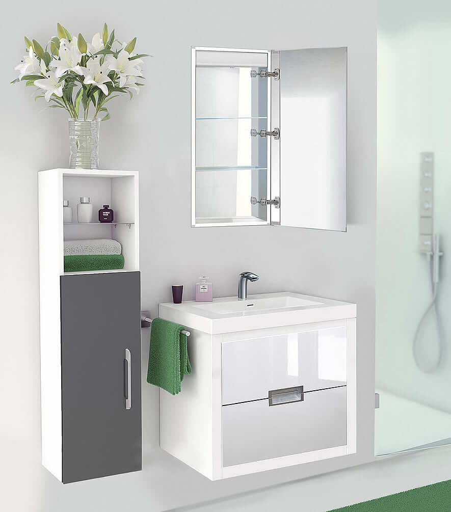 Krugg Reflections Kinetic Narrow Medicine Cabinets, 15" x 30" and 20" x 30"