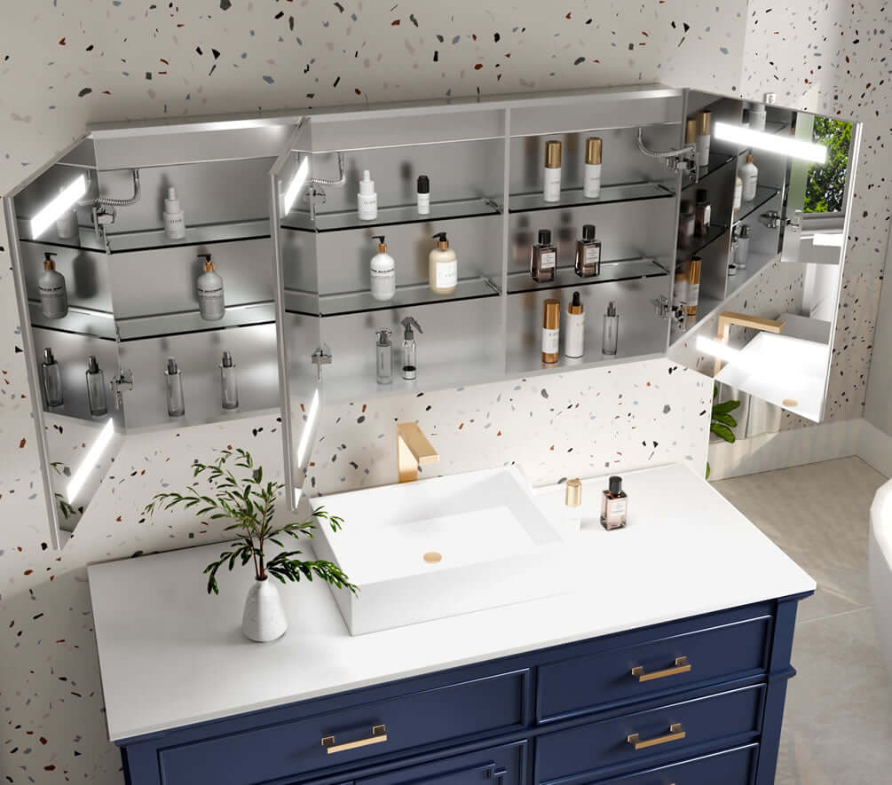 Mirror Luxe 48" Tacoma Full-Featured 3-Door LED Medicine Cabinet