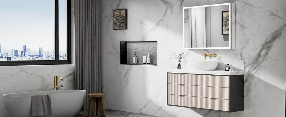 Mirror Luxe 40" Bellingham LED-Framed Double Door Medicine Cabinet