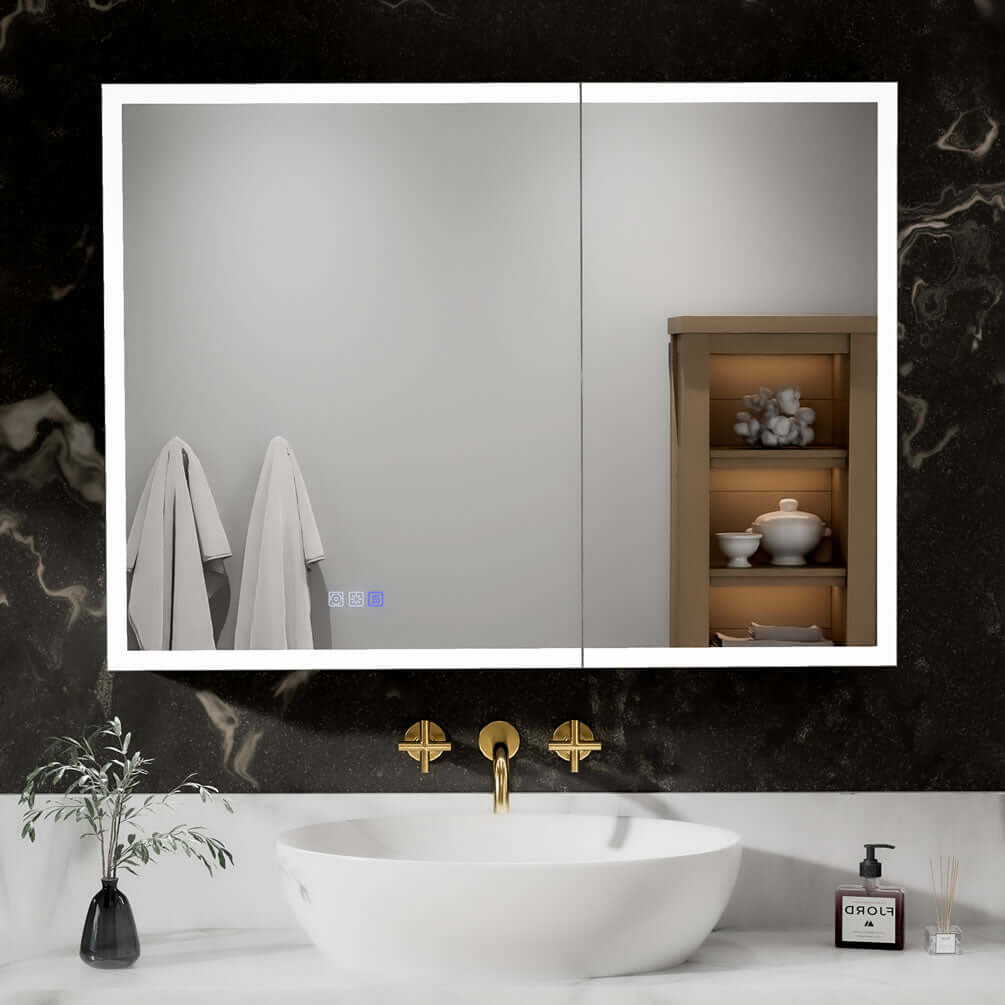 Mirror Luxe 40" Bellingham LED-Framed Double Door Medicine Cabinet