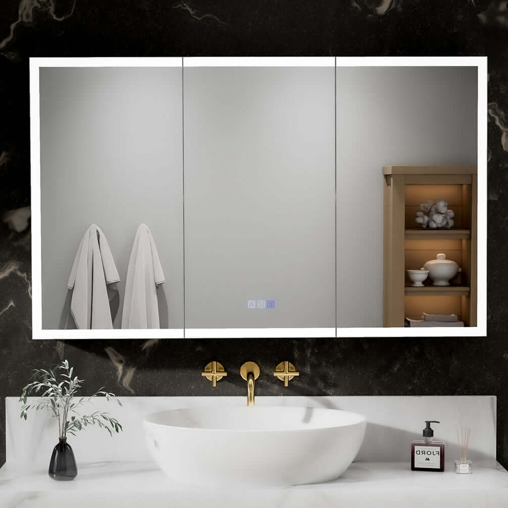 Mirror Luxe Relais 3-Door 48" Wide Medicine Cabinet - 30" high. Each door is 16" Wide.