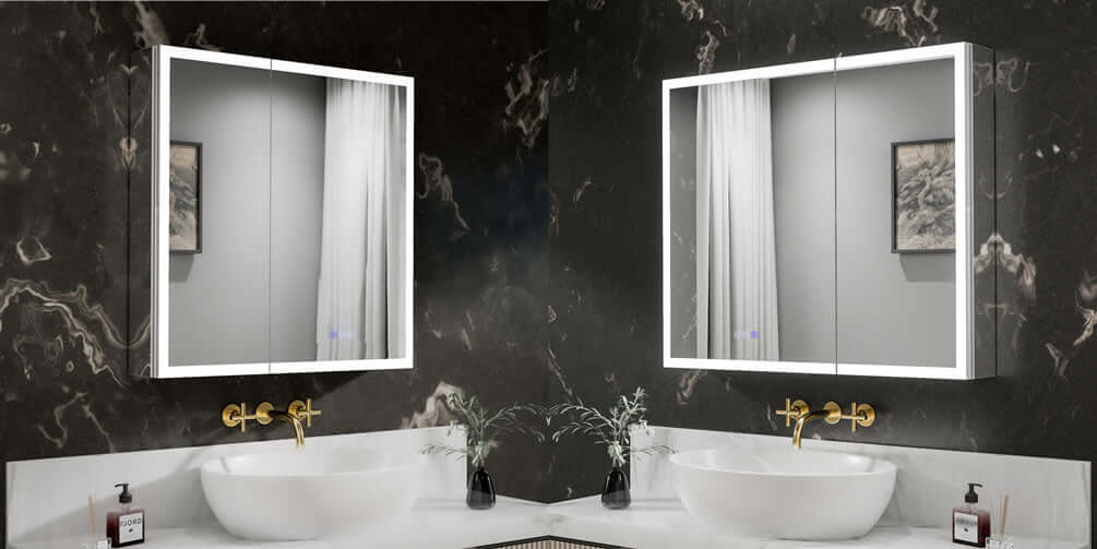 Bellingham 30" Medicine Cabinet, left, and 36" Right. Both are 30" High.