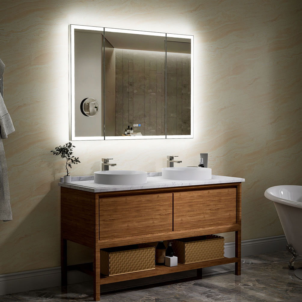 Mirror Luxe Triptych LED Bathroom Mirror - 48" to 66" in 4 Sizes
