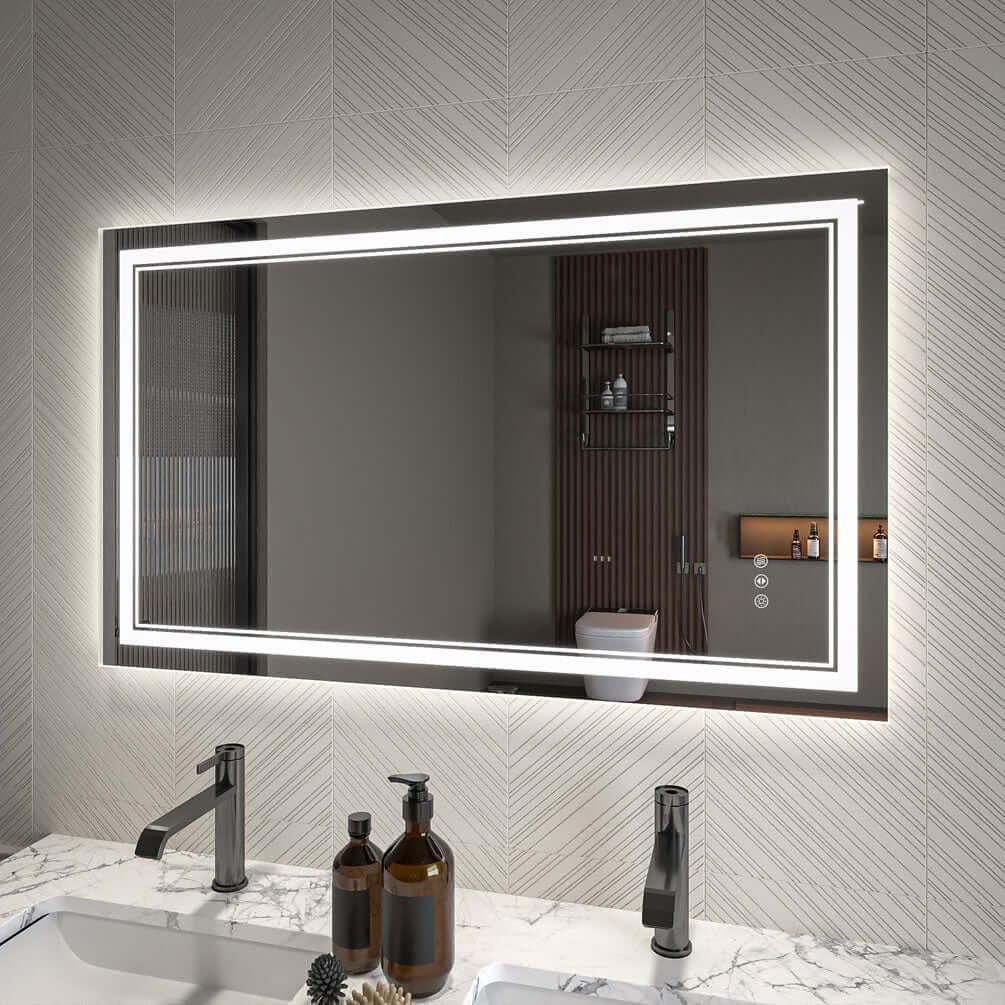 Mirror Luxe Covington LED Bathroom Vanity Mirror 24" x 40" - mount it horizontally or vertically.