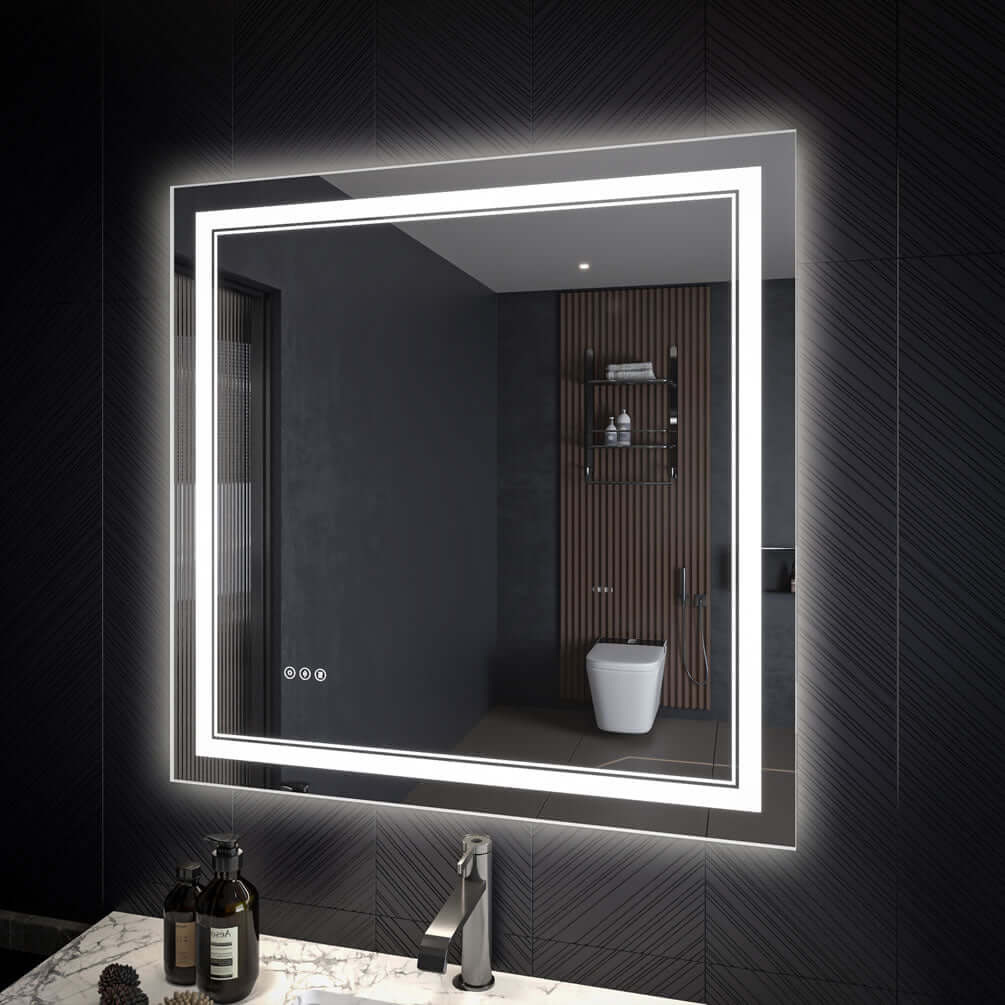 Square-format Covington 36" x 36" LED Bathroom Vanity Mirror