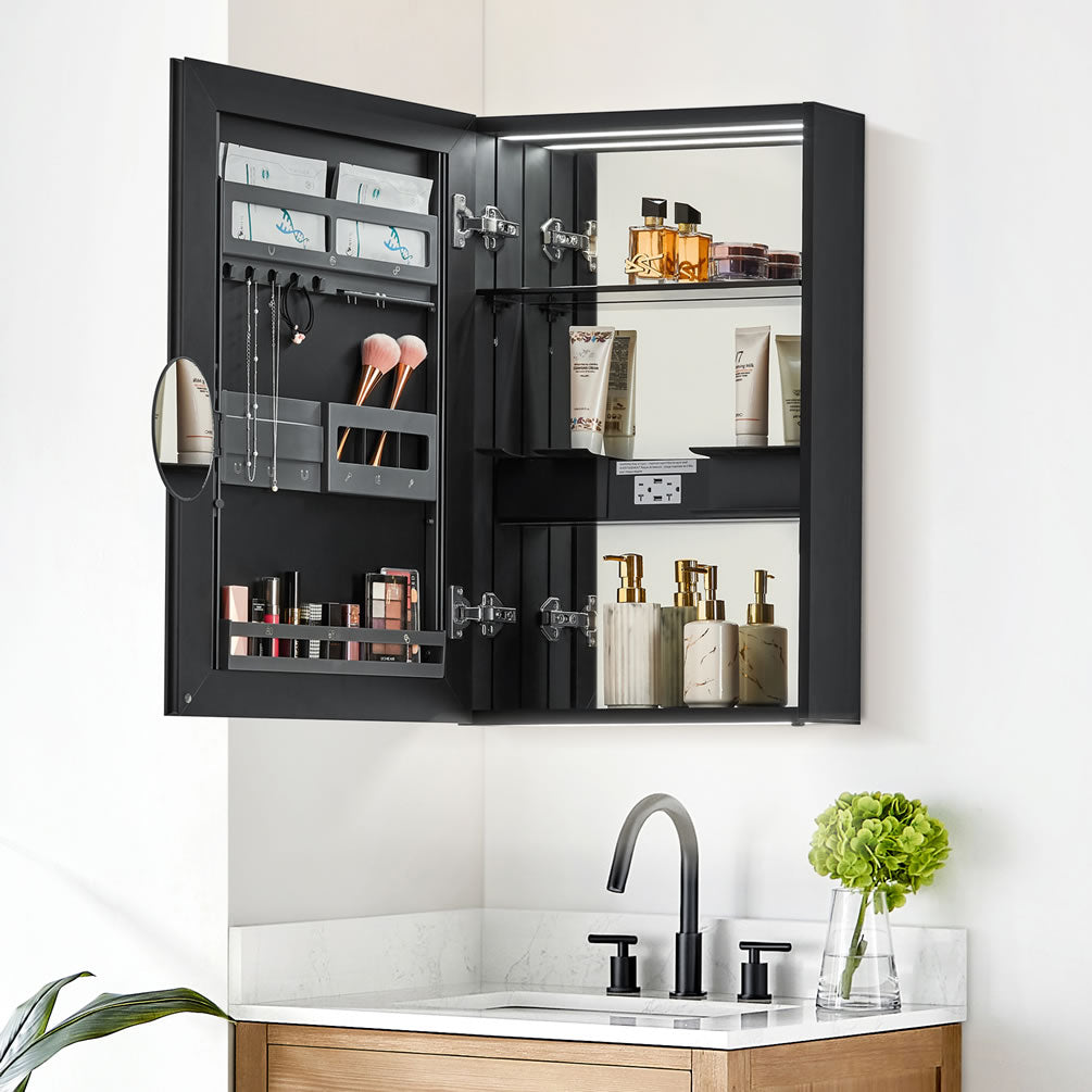 Altair Hesili Multi-Featured LED Medicine Cabinet - 20" Wide, Surface Mount - Perfect Makeup Mirrors