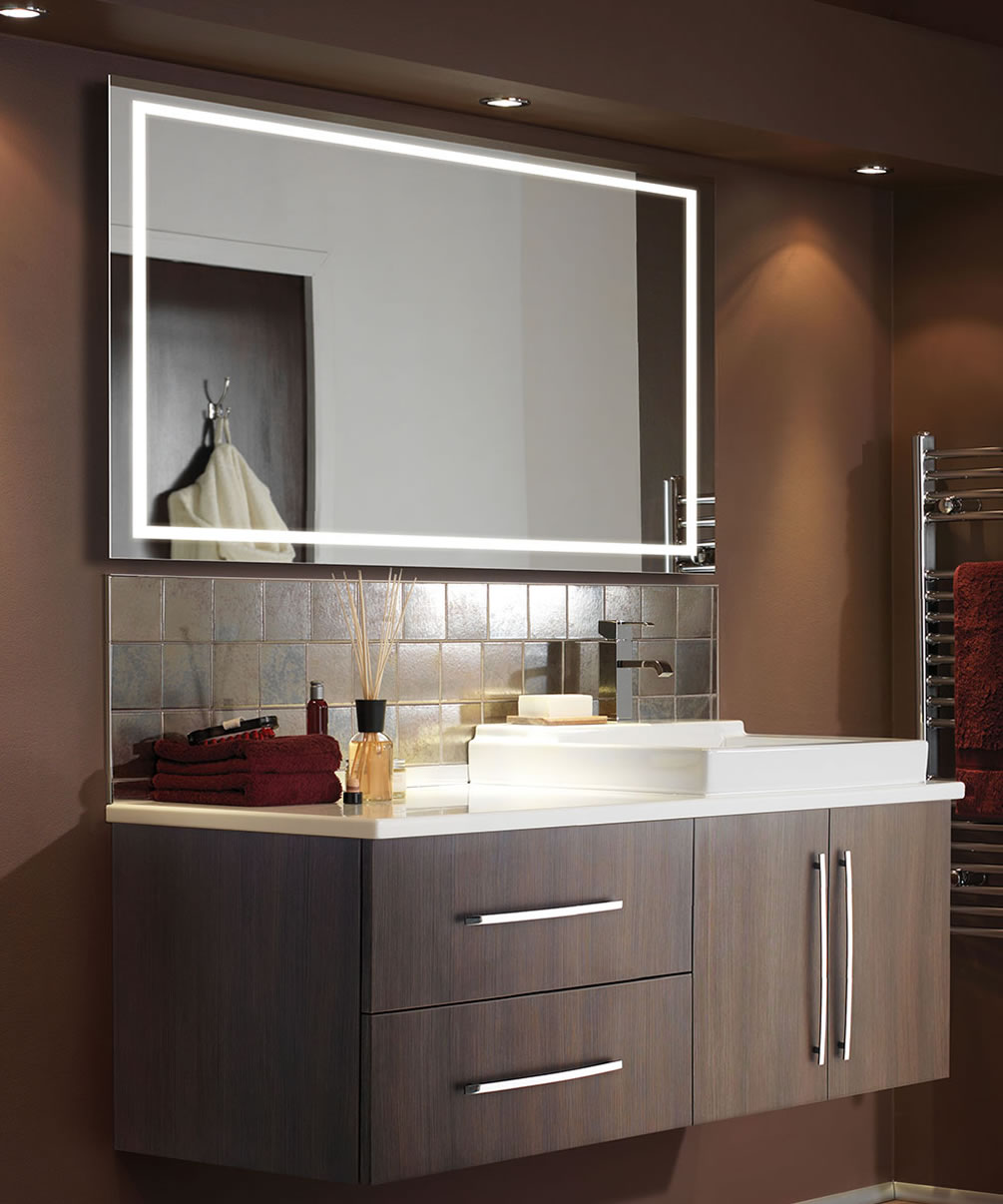 Unity Bathroom LED Mirror with Frosted Band - Cordova - Perfect Makeup Mirrors