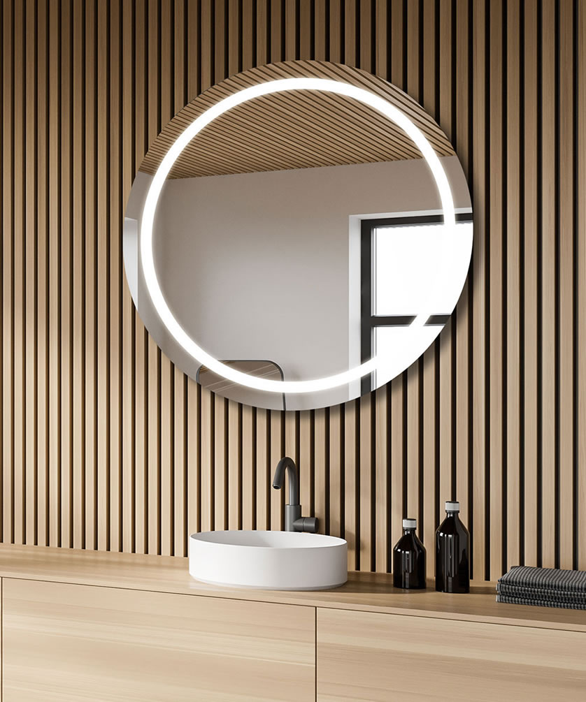 Mystique Round LED Vanity Mirror – 3 Sizes - Cordova - Perfect Makeup Mirrors