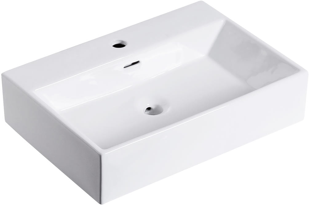 Fremont 24" Above-Mount Ceramic Bathroom Vessel Sink with Overflow - Altair Design - Perfect Makeup Mirrors