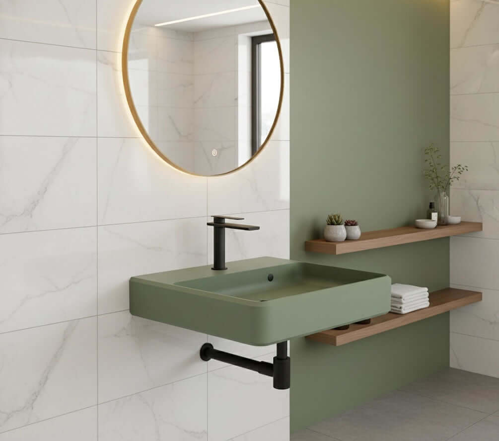 Konkretus Custom Made UBUD 08 Concrete Rectangular Wall-Mounted Bathroom Sink in 13 Colors