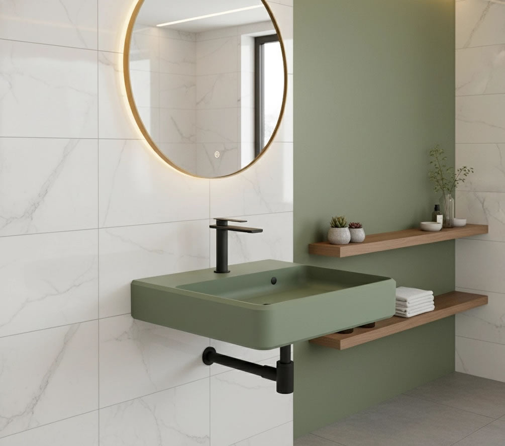 UBUD 08 Wall-Mounted Concrete Sink – 15 Colors - Konkretus - Perfect Makeup Mirrors