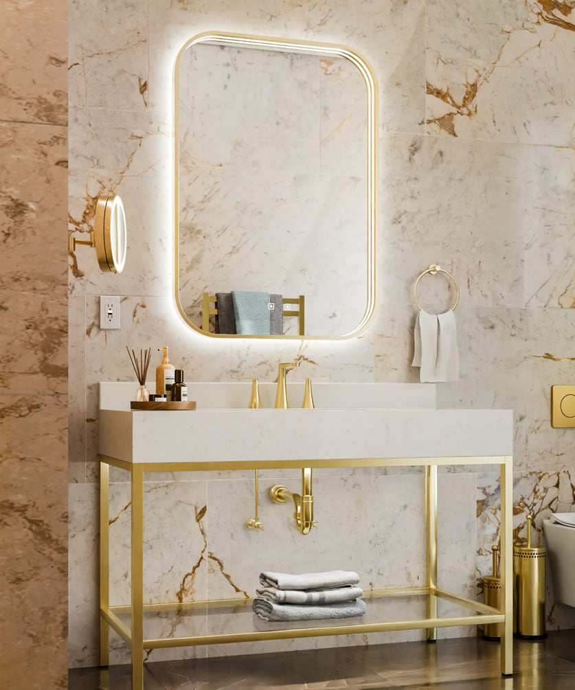 Eminence LED Bathroom Mirror with Task & Wall Glow - Electric Mirror - Perfect Makeup Mirrors
