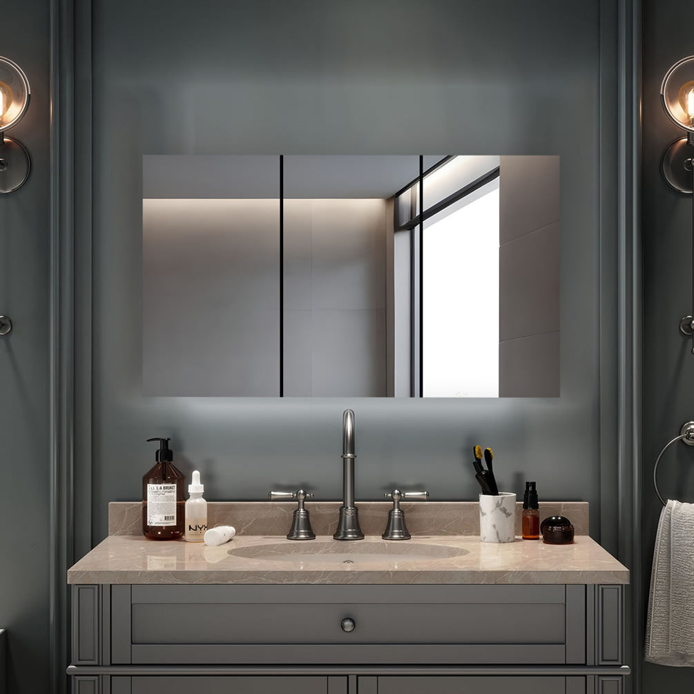 Royale 3-Door 60” Medicine Cabinet 30”/36” High - Aquadom - Perfect Makeup Mirrors