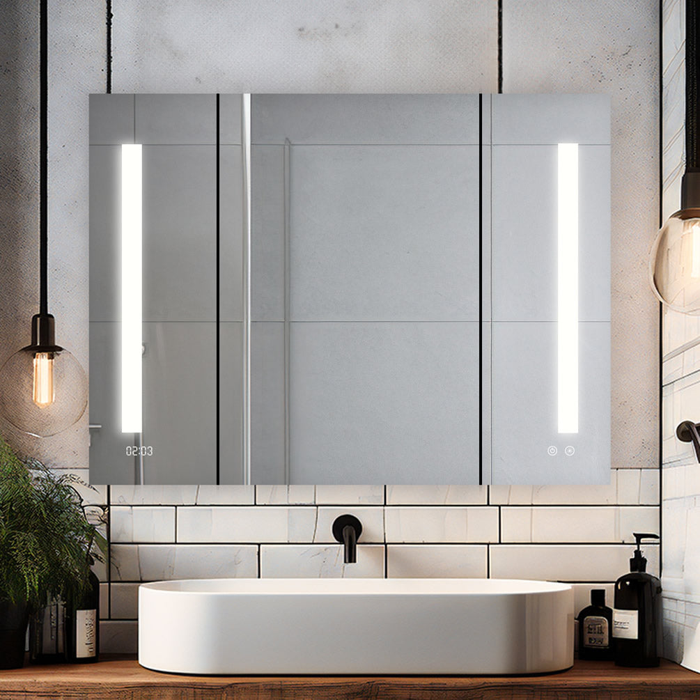 Aquadom 36" x 30" High Signature Medicine Cabinet with LED lighting, adjustable for coloration, a built-in dimmer, an electircally heated anti-fot function, and more features.