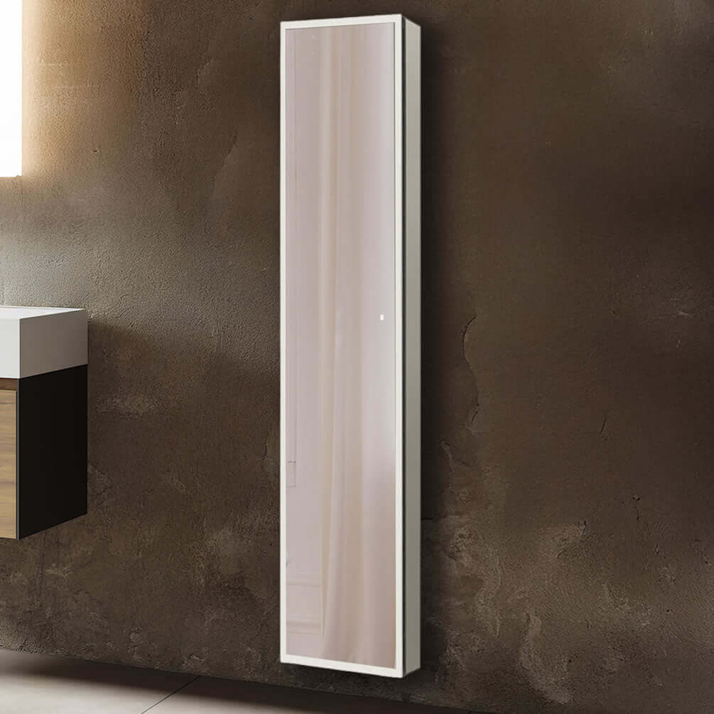 Recess or surface mount the Aquadom extra-tall medicine cabinet. The side mirrors and mounting hardware are in cluded.