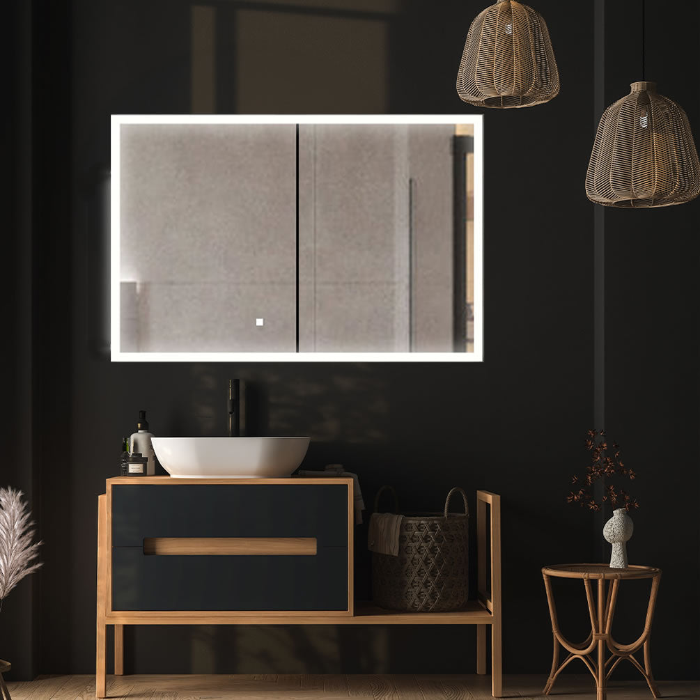 Edge Royale 2-Door LED Medicine Cabinet with 3x Makeup Mirror 48" W x 32" H - Aquadom