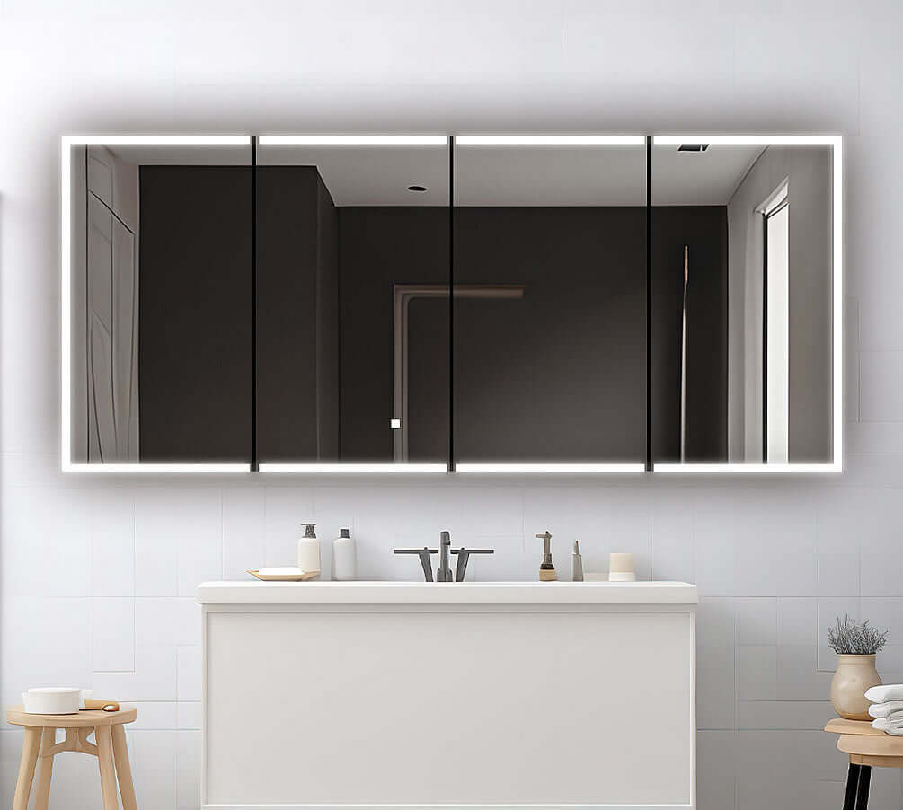 Edge Royale by Aquadom - 72" x 32" High Medicine Cabinet with doors mirrored inside and out as is the back wall.