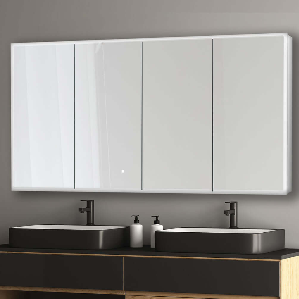 Edge Royale 4-Door LED Medicine Cabinet with 3x Makeup Mirror 72" W x 32" H - Aquadom - Perfect Makeup Mirrors
