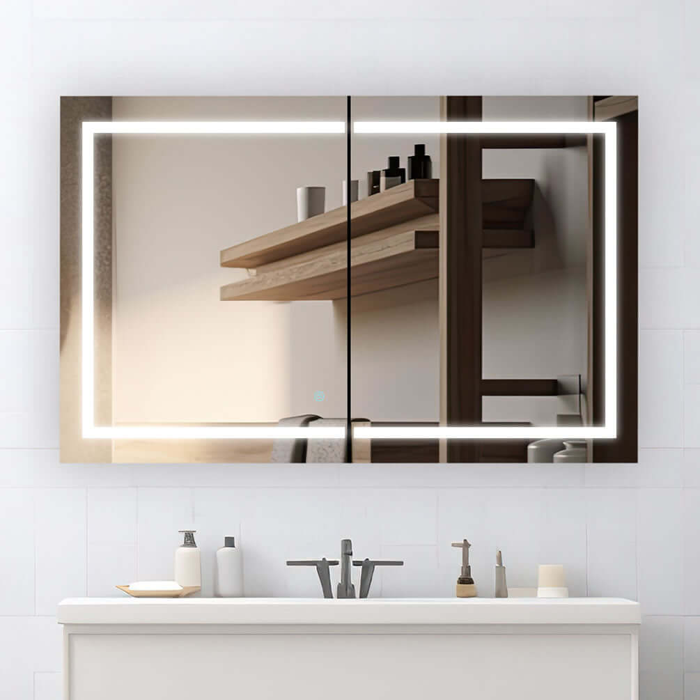 Royale PLUS 2-Door LED Medicine Cabinet 40” or 48” x 30” or 36” High, + Magnifying Mirror - Aquadom - Perfect Makeup Mirrors
