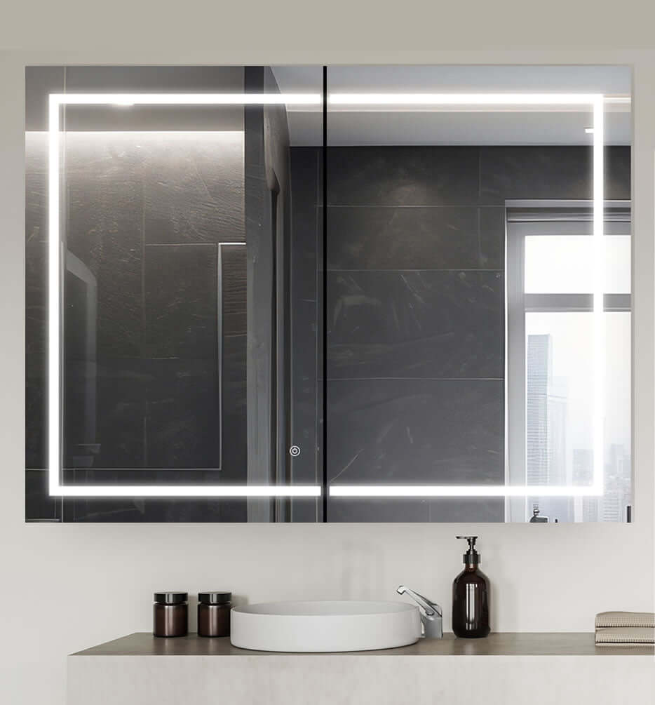 36" High x 48" Wide, Aquadom Royale Plus Medicine Cabinet - with plenty of inteior space and automatic inteior lighting, pluse a dimmer, a defogger, an interior electric outlet, and more.