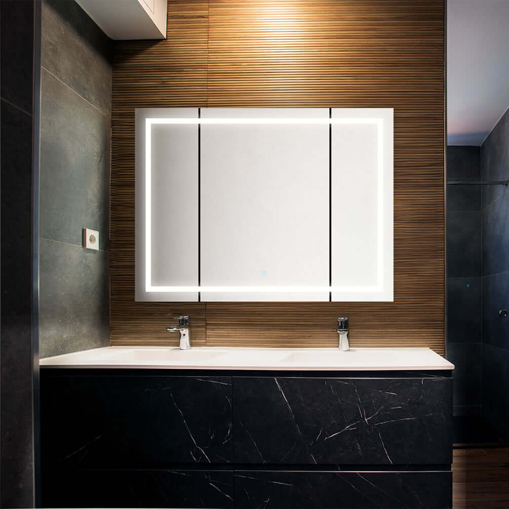 Royale PLUS 3-Door LED Cabinet 36" H, 36", 40", or 48" W with 3x Makeup Mirror - Aquadom - Perfect Makeup Mirrors