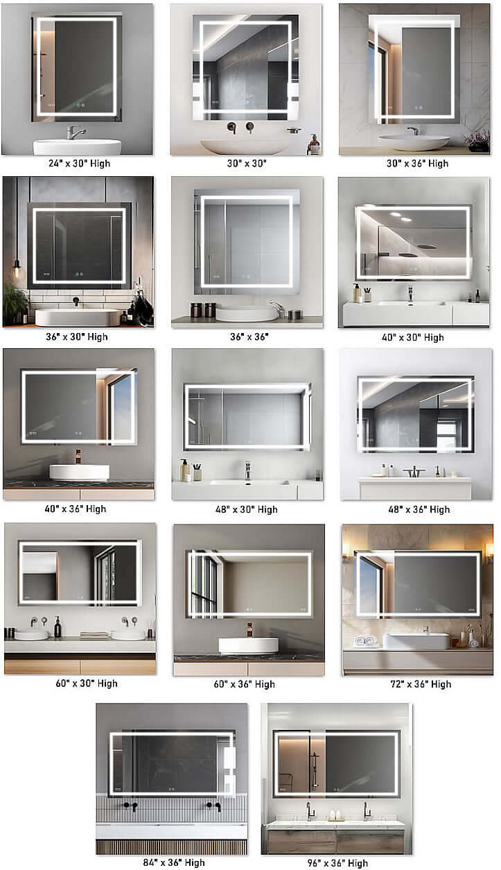 Daytona Adjustable LED Color LED Heated Bathroom Vanity Mirror - 16 Sizes 24" to 96" Wide - Aquadom - Perfect Makeup Mirrors