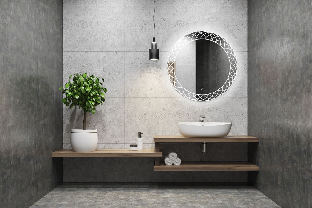 Aquadom's "Frots" LED Vanity Mirror in a commercial setting. And it can look just as good or better in your home bathrom or powder room.