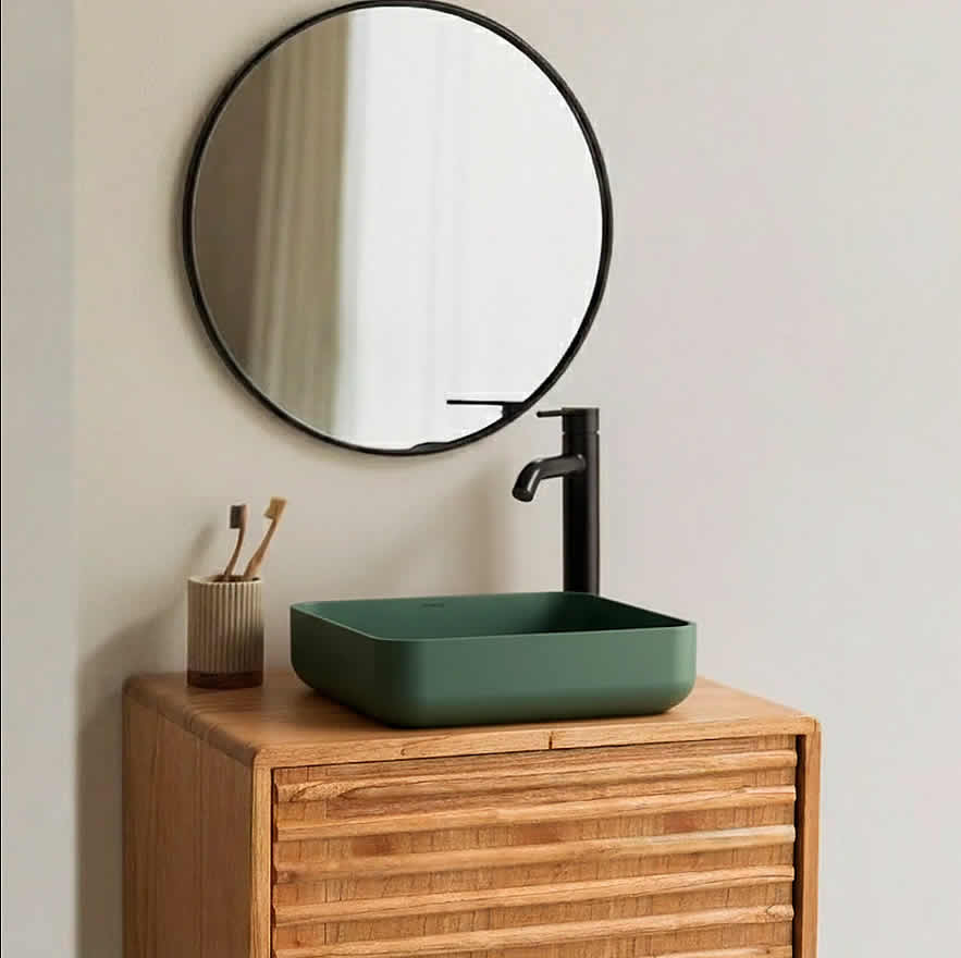FLADD 03 Square Concrete Sink – 15 Colors - Konkretus - Perfect Makeup Mirrors
