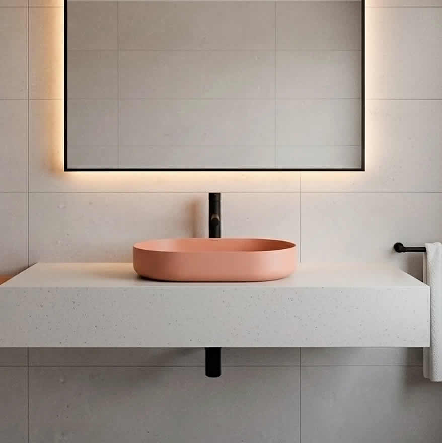 FLADD 04 Oval Concrete Sink – 15 Colors - Konkretus - Perfect Makeup Mirrors