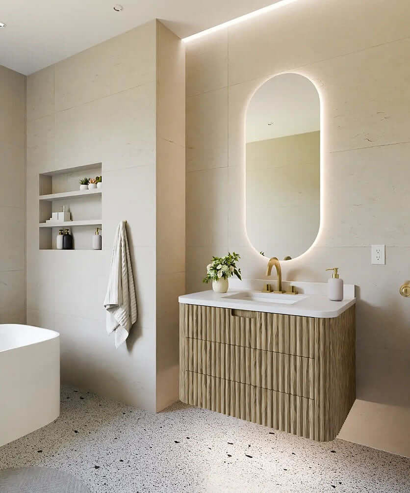 Ellura LED Backlit Bathroom Vanity Mirror – 48" or 60" Tall, by Electric Mirror
