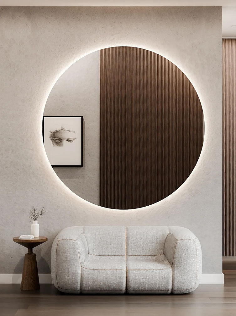Luna LED Backlit Living Space Mirror – 72" Diameter, by Electric Mirror - Perfect Makeup Mirrors