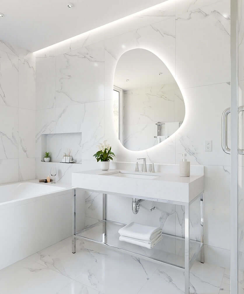 Petra LED Backlit Bathroom Vanity Mirror – 36" Wide x 48" High - by Electric Mirror