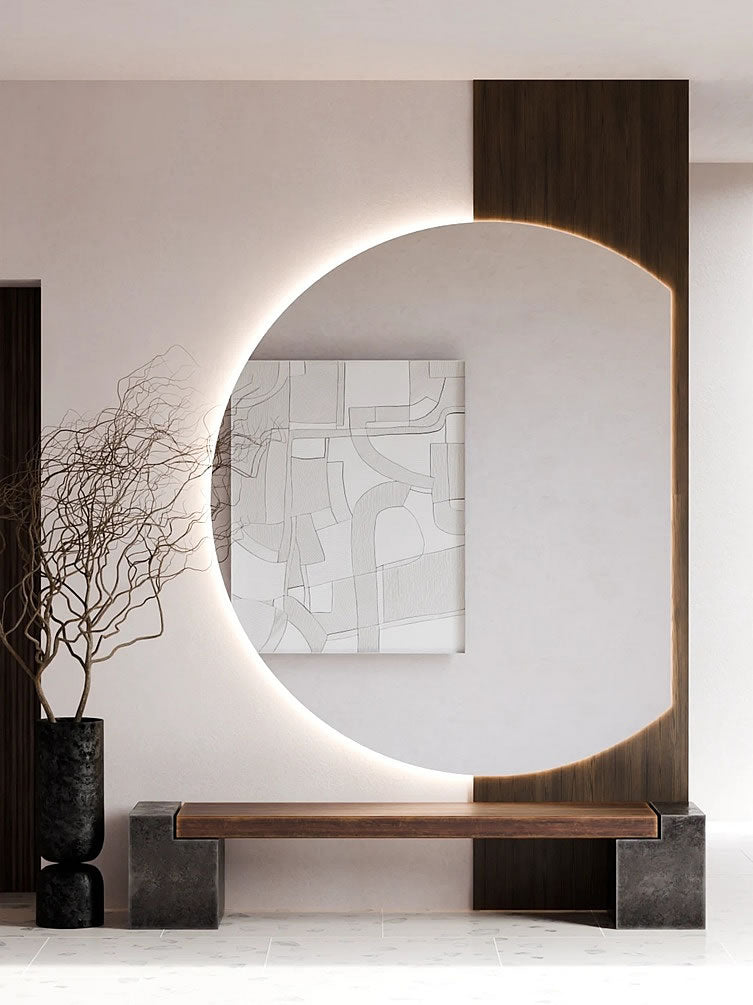 Solis LED Backlit Living Space Mirror – 5 Feet Wide x 6 Feet High - by Electric Mirror - Perfect Makeup Mirrors