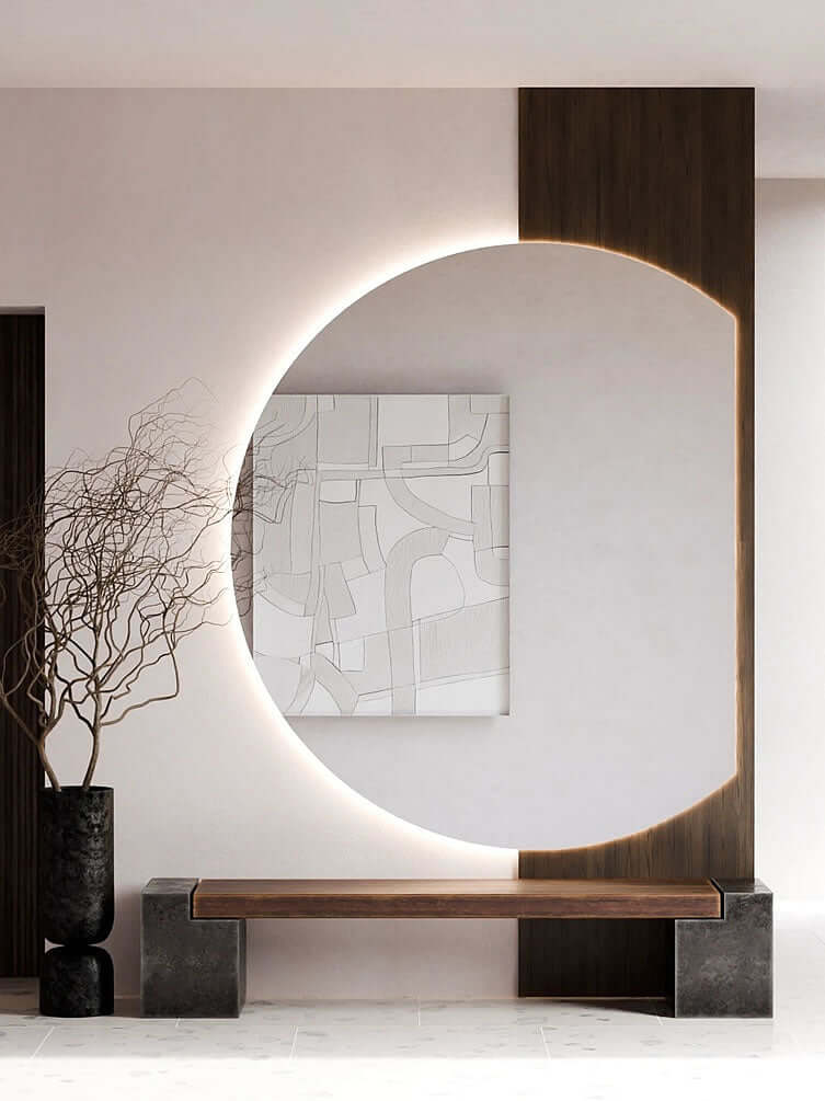 Solis LED Backlit Living Space Mirror – 5 Feet Wide x 6 Feet High - by Electric Mirror - Perfect Makeup Mirrors