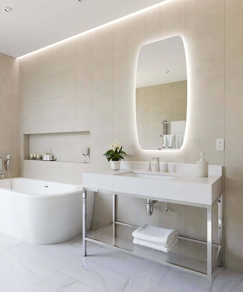 Vanguard LED Backlit Bathroom Vanity Mirror – Vertical and Horzontal Models - by Electric Mirror - Perfect Makeup Mirrors
