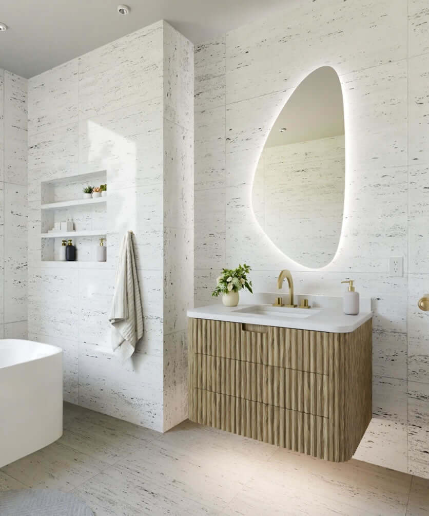 Vela LED Backlit Bathroom Vanity Mirror – 24" Wide x 48" High - by Electric Mirror