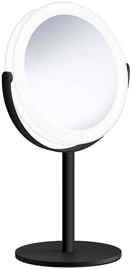 7x/1x Cordless Free-Standing Makeup/Shaving Mirror, Black or Chrome - Outline Collection by SMEDBO - Perfect Makeup Mirrors