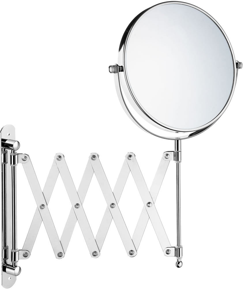 Pantograph Extension Makeup Mirror - 7x/1x Reversible, in Polished Chrome or Matte Black