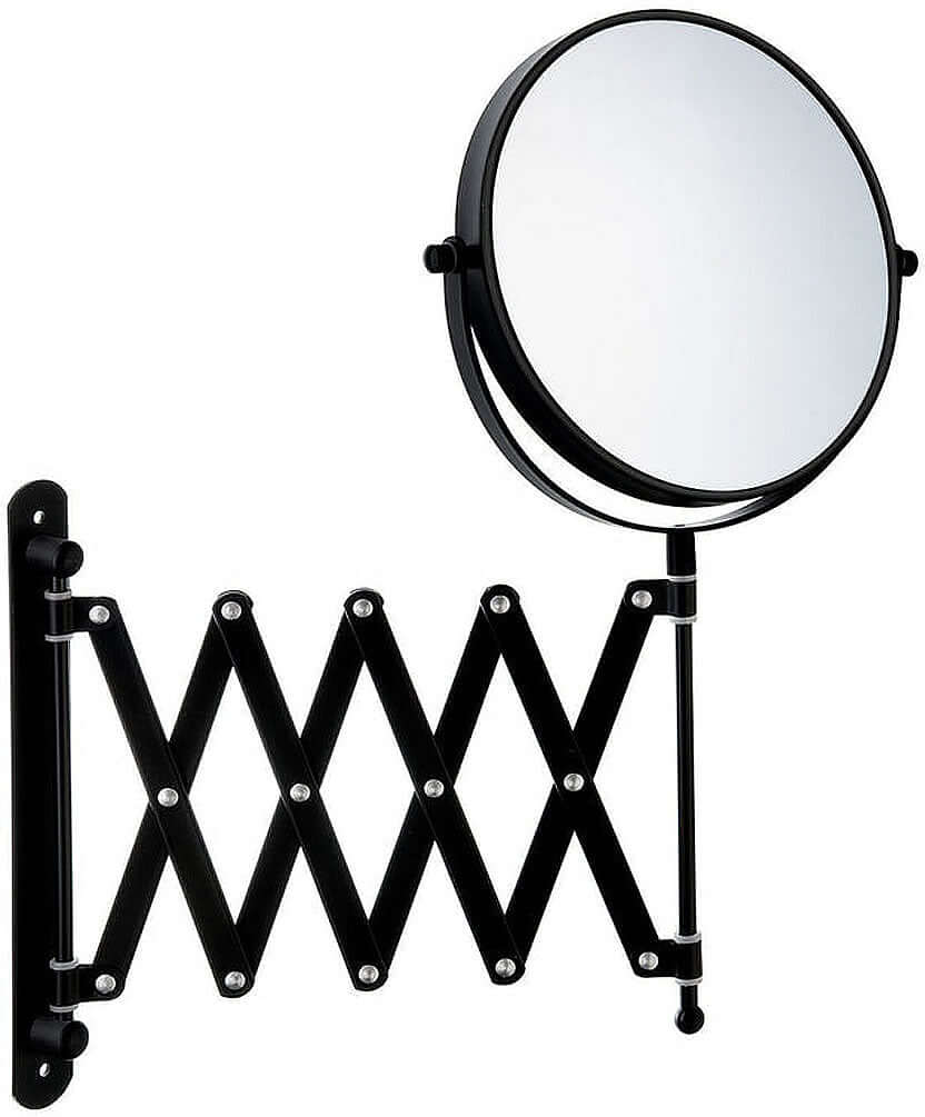 Pantograph Extension Makeup Mirror - 7x/1x Reversible, in Polished Chrome or Matte Black