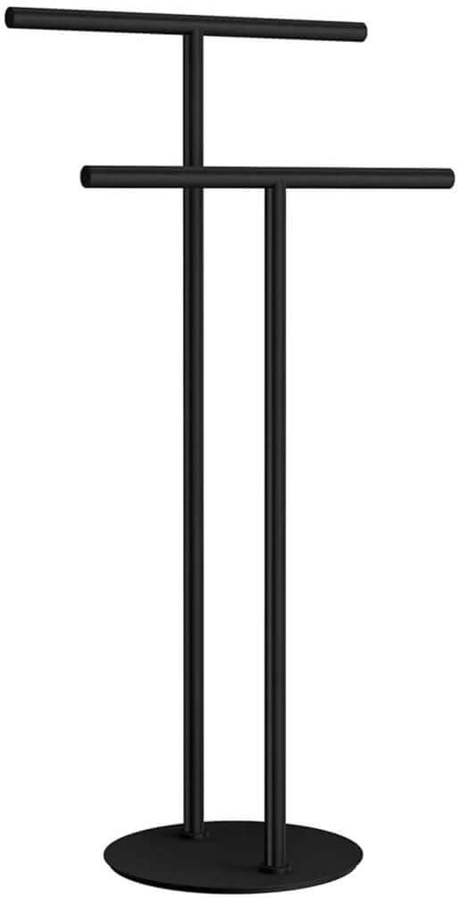 Double-T Stainless Steel Freestanding Towel Stand - Stainless Steel or Matte Black - SMEDBO - Perfect Makeup Mirrors