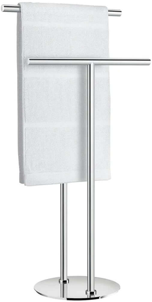 Double-T Stainless Steel Freestanding Towel Stand - Stainless Steel or Matte Black - SMEDBO - Perfect Makeup Mirrors